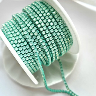 Стразовая цепь опаловая, Opal Mint, ss6