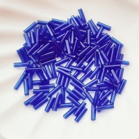 Стеклярус японский синий Miyuki Bugles 151 Cobalt 6мм, 4 гр