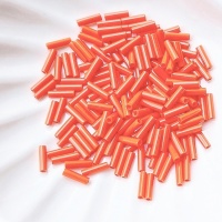 Стеклярус оранжевый морковный Miyuki Bugles 406 Opaque Orange 6мм, 4 гр