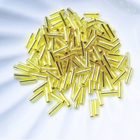 Стеклярус Япония Желтый Miyuki Bugles 006 Yellow Silver Lined 6мм, 4 гр