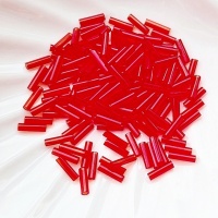 Стеклярус светло-красный Miyuki Bugles 140  Light Red 6мм, 4 гр