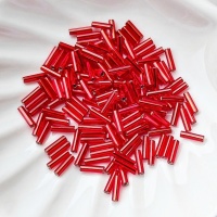 Стеклярус Япония Красный Miyuki Bugles 011 Silver Lined Ruby 6мм, 4 гр