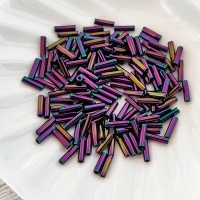 Стеклярус Фиолетовый Радужный Miyuki Bugles 454 Metallic Purple Iris 6мм, 4 гр