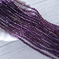 Граненные бусины Темно-фиолетовые 3мм, 110шт, нить 36 