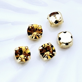 Шатон пришивной Чешский Топаз Topaz+gold, 6мм, 1шт