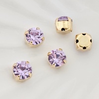 Шатон Сиреневый в золотой оправе Violet+gold, 6мм, 1шт