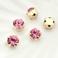 Шатон Розовый в золотой оправе Rose+gold, 6мм, 1шт