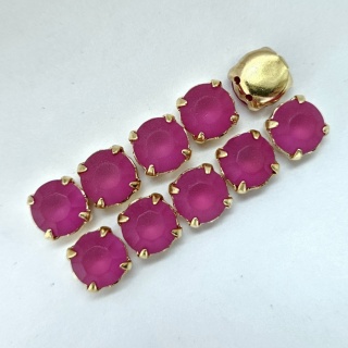 Шатоны Чешские матовые Фуксия Fuchsia+gold, 8мм, 1шт