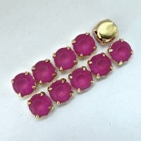 Шатоны Чешские матовые Фуксия Fuchsia+gold, 8мм, 1шт
