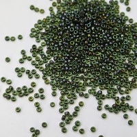 Бисер Японский оттенки зеленого Toho Round 15/0, №247, Peridot /Oxblood Lined 4гр