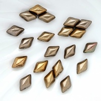 Бусины ромбики GemDuo, К0161 Metallic Gold Iris Matte, 20шт