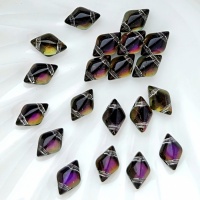Бусины чешские ромбики GemDuo 00030/29532 Blacklit Purple Haze, 20шт