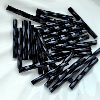 Стеклярус Чехия витой Preciosa 23980 черный, 20мм, 5гр 