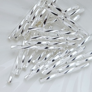 Стеклярус витой Чехия Preciosa 78102 Серебро, 25мм, 5гр (25шт)