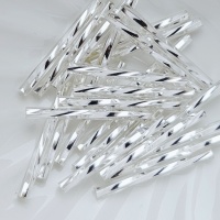 Стеклярус витой Чехия Preciosa 78102 Серебро, 25мм, 5гр (25шт)