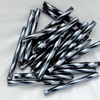 Стеклярус Чехия Прециоза Preciosa гематит 49102, 25мм, 5 грамм (20 шт)