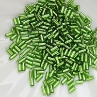 Стеклярус Тохо Bugle Toho №27, Peridot Silver-Lined, 3мм, 4гр