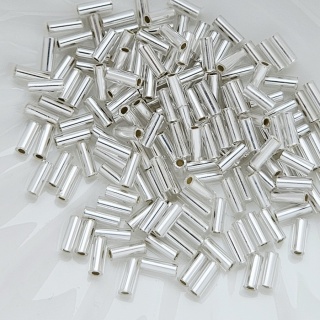 Стеклярус Япония Bugle Toho №21F серебро матовый, 4,5 мм, 4гр