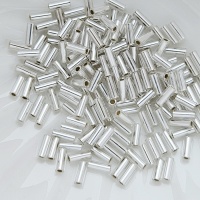 Стеклярус Япония Bugle Toho №21F серебро матовый, 4,5 мм, 4гр