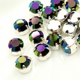 Шатон Чехия зеленый павлин Peacock Green, 6мм, 1шт