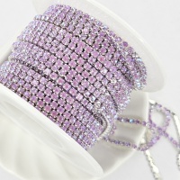 Стразовая цепь, сиреневая с переливом, ss6 (2мм)