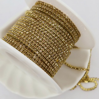 Стразовая цепь светлый топаз, Light Topaz , ss4 (1,4мм)