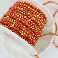 Стразовая цепь оранжевая Orange AB, ss6 (2мм)