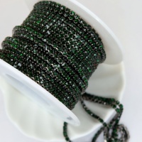 Стразовая цепь темно-зеленая в гематитовой оправе, 2мм (ss6)