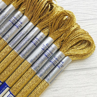 Металлизированые нитки для вышивания мулине "Gamma" Металлик, М-34, Золотой